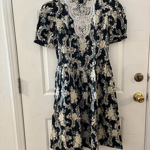 Vintage Gunne Sax Jessica McClintock Lace Prairie Cottagecore Dress Sz 12 - Picture 3 of 9